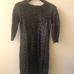 AQUA Black Sequin Spandex Mini Dress